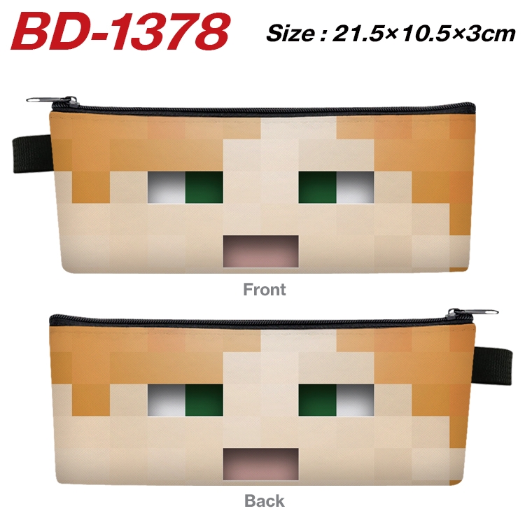 Minecraft Anime Peripheral PU Leather Zipper Pencil Case Stationery Box 21.5X10.5X3CM BD-1378