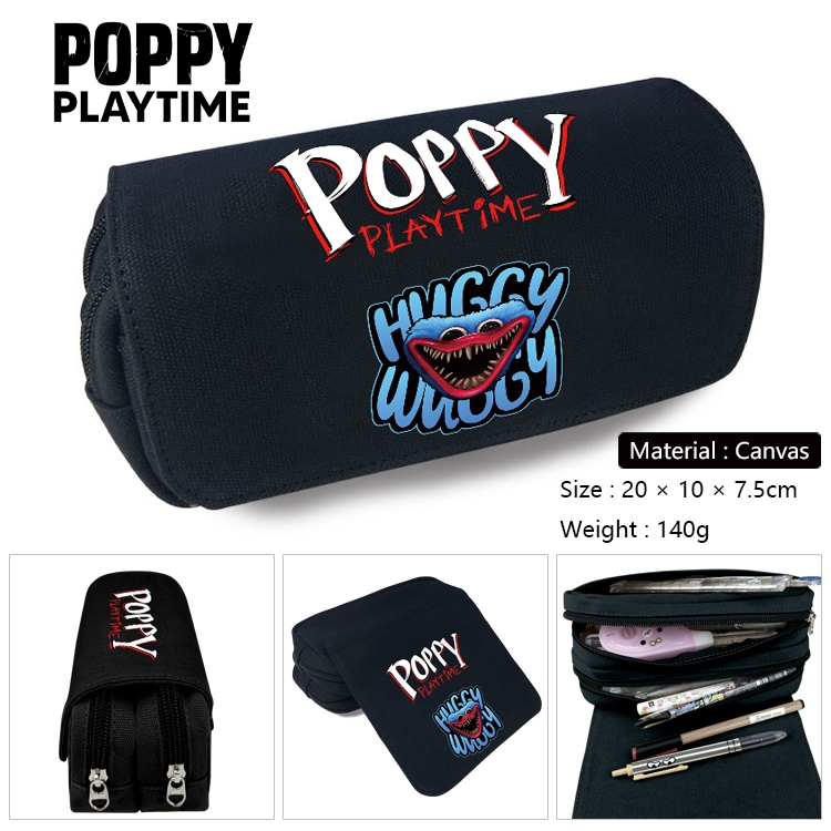 poppy playtime Anime Multi-Function Double Zipper Canvas Cosmetic Bag Pen Case 20x10x7.5cm