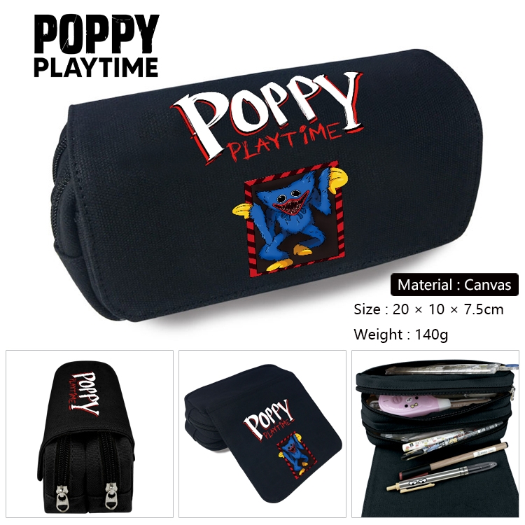 poppy playtime Anime Multi-Function Double Zipper Canvas Cosmetic Bag Pen Case 20x10x7.5cm