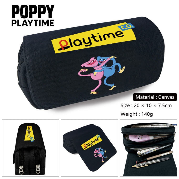 poppy playtime Anime Multi-Function Double Zipper Canvas Cosmetic Bag Pen Case 20x10x7.5cm