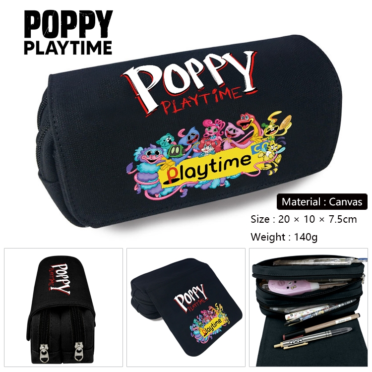 poppy playtime Anime Multi-Function Double Zipper Canvas Cosmetic Bag Pen Case 20x10x7.5cm