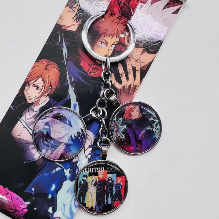 Jujutsu Kaisen Anime Cartoon 3 Pendant metal Keychain Bag Pendant