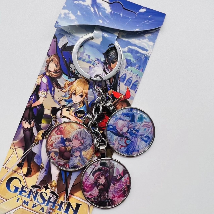 Genshin Impact Anime Cartoon 3 Pendant metal  Keychain Bag Pendant