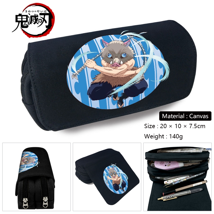 Demon Slayer Kimets Anime Multifunctional Canvas Cosmetic Bag Pen Case Stationery Box 20x10x7.5cm