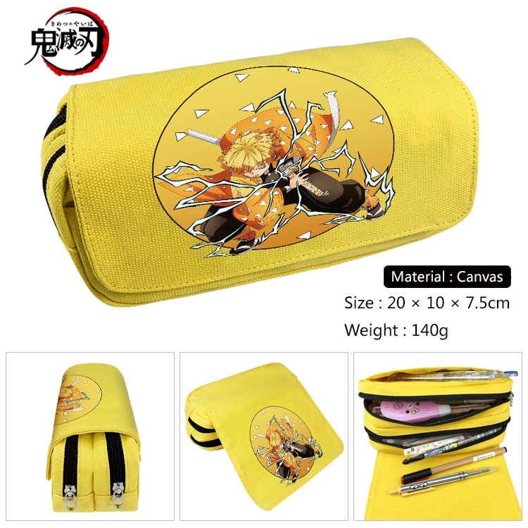 Demon Slayer Kimets Anime Multifunctional Canvas Cosmetic Bag Pen Case Stationery Box 20x10x7.5cm