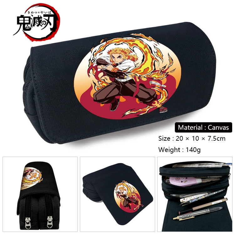 Demon Slayer Kimets Anime Multifunctional Canvas Cosmetic Bag Pen Case Stationery Box 20x10x7.5cm