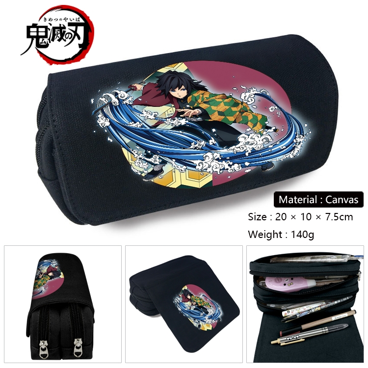 Demon Slayer Kimets Anime Multifunctional Canvas Cosmetic Bag Pen Case Stationery Box 20x10x7.5cm