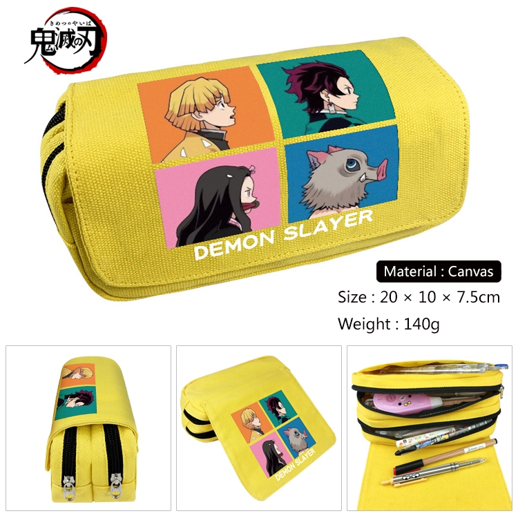 Demon Slayer Kimets Anime Multifunctional Canvas Cosmetic Bag Pen Case Stationery Box 20x10x7.5cm