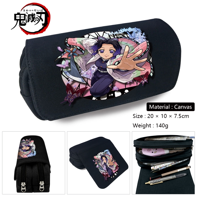 Demon Slayer Kimets Anime Multifunctional Canvas Cosmetic Bag Pen Case Stationery Box 20x10x7.5cm