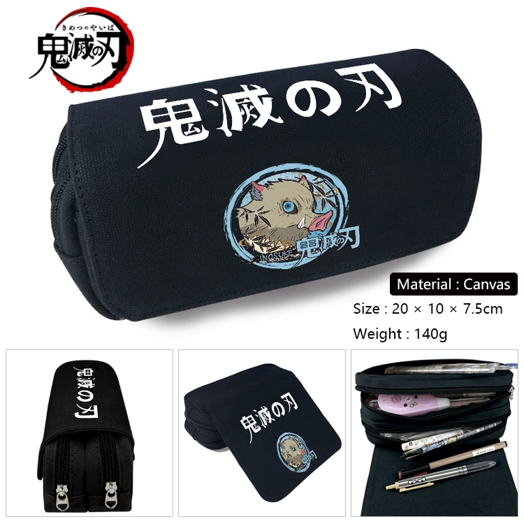 Demon Slayer Kimets Anime Multifunctional Canvas Cosmetic Bag Pen Case Stationery Box 20x10x7.5cm