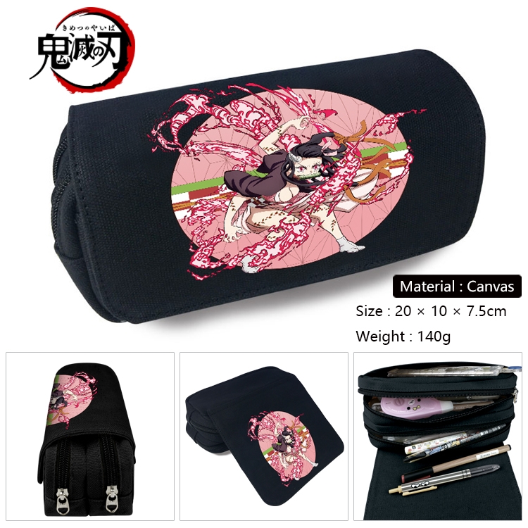 Demon Slayer Kimets Anime Multifunctional Canvas Cosmetic Bag Pen Case Stationery Box 20x10x7.5cm