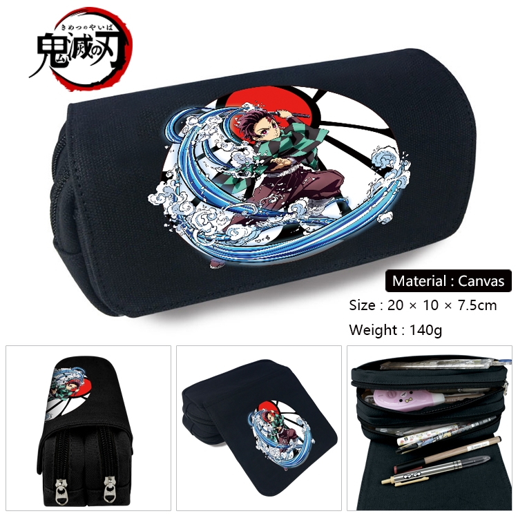 Demon Slayer Kimets Anime Multifunctional Canvas Cosmetic Bag Pen Case Stationery Box 20x10x7.5cm