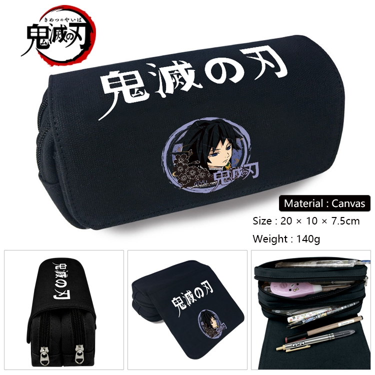 Demon Slayer Kimets Anime Multifunctional Canvas Cosmetic Bag Pen Case Stationery Box 20x10x7.5cm