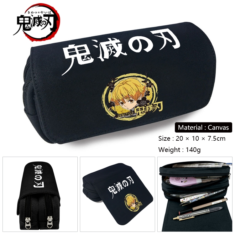 Demon Slayer Kimets Anime Multifunctional Canvas Cosmetic Bag Pen Case Stationery Box 20x10x7.5cm