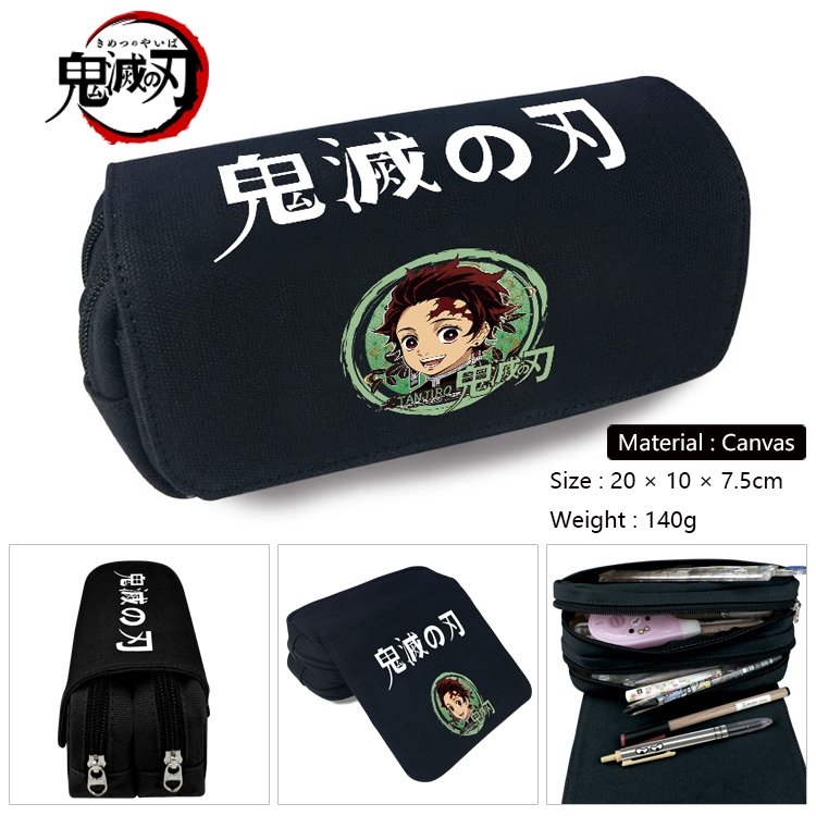 Demon Slayer Kimets Anime Multifunctional Canvas Cosmetic Bag Pen Case Stationery Box 20x10x7.5cm