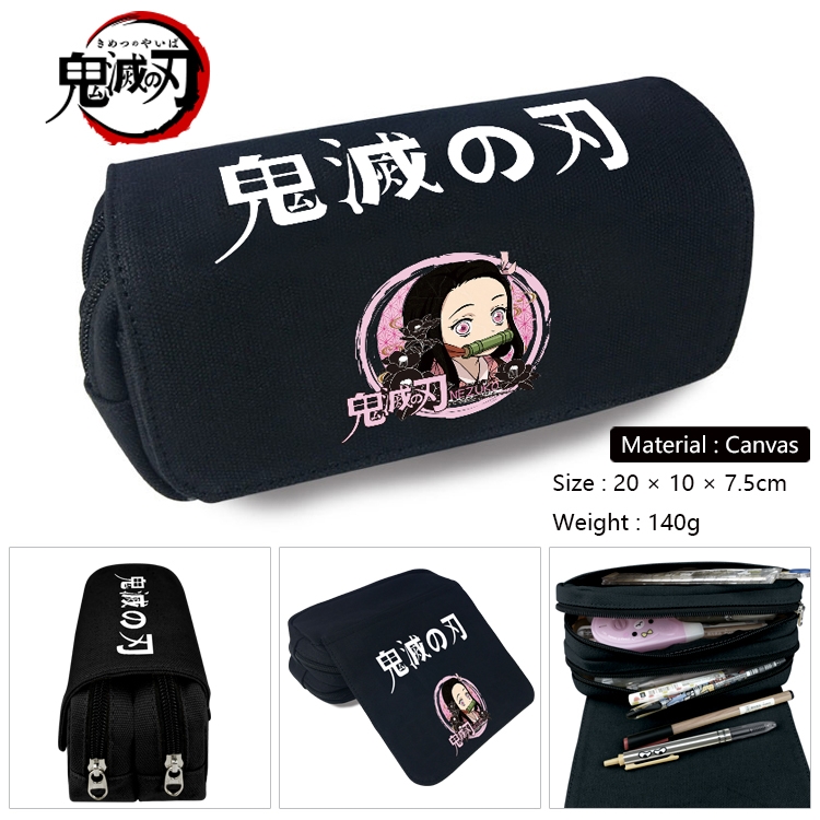 Demon Slayer Kimets Anime Multifunctional Canvas Cosmetic Bag Pen Case Stationery Box 20x10x7.5cm