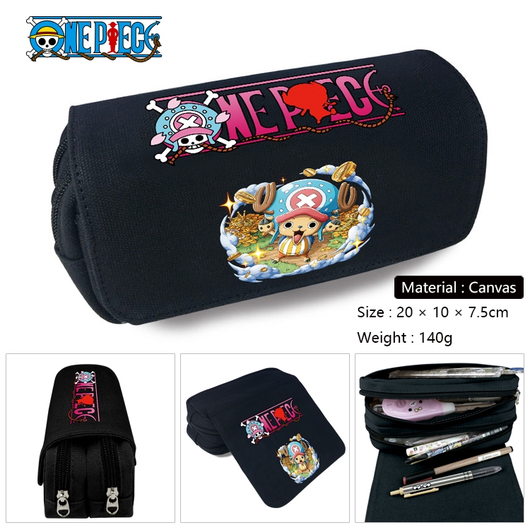 One Piece Anime Multifunctional Canvas Cosmetic Bag Pen Case Stationery Box 20x10x7.5cm