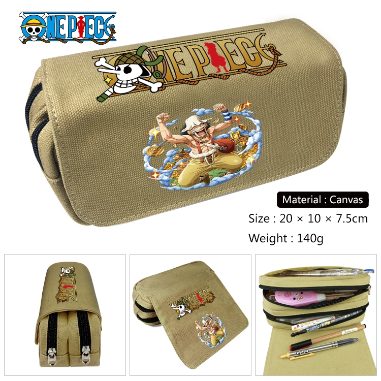 One Piece Anime Multifunctional Canvas Cosmetic Bag Pen Case Stationery Box 20x10x7.5cm