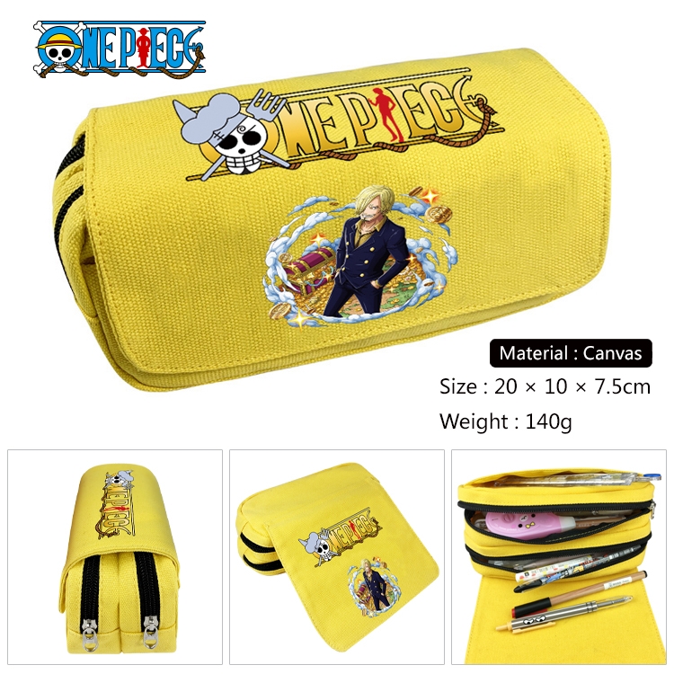 One Piece Anime Multifunctional Canvas Cosmetic Bag Pen Case Stationery Box 20x10x7.5cm