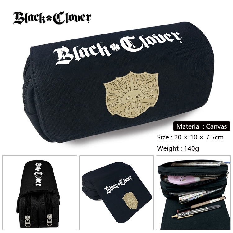 Black Clover Anime Multifunctional Canvas Cosmetic Bag Pen Case Stationery Box 20x10x7.5cm