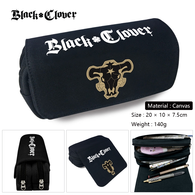 Black Clover Anime Multifunctional Canvas Cosmetic Bag Pen Case Stationery Box 20x10x7.5cm