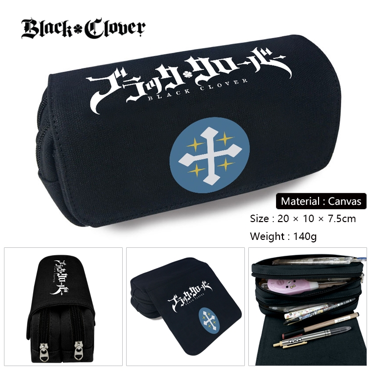 Black Clover Anime Multifunctional Canvas Cosmetic Bag Pen Case Stationery Box 20x10x7.5cm