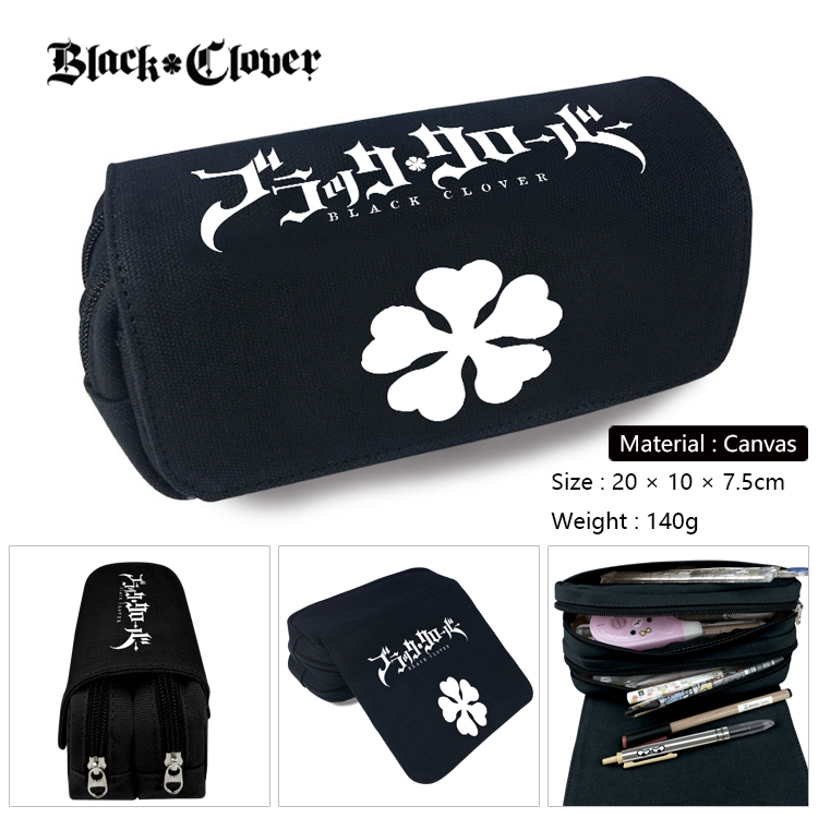 Black Clover Anime Multifunctional Canvas Cosmetic Bag Pen Case Stationery Box 20x10x7.5cm