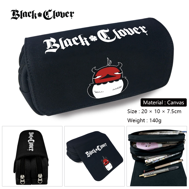 Black Clover Anime Multifunctional Canvas Cosmetic Bag Pen Case Stationery Box 20x10x7.5cm