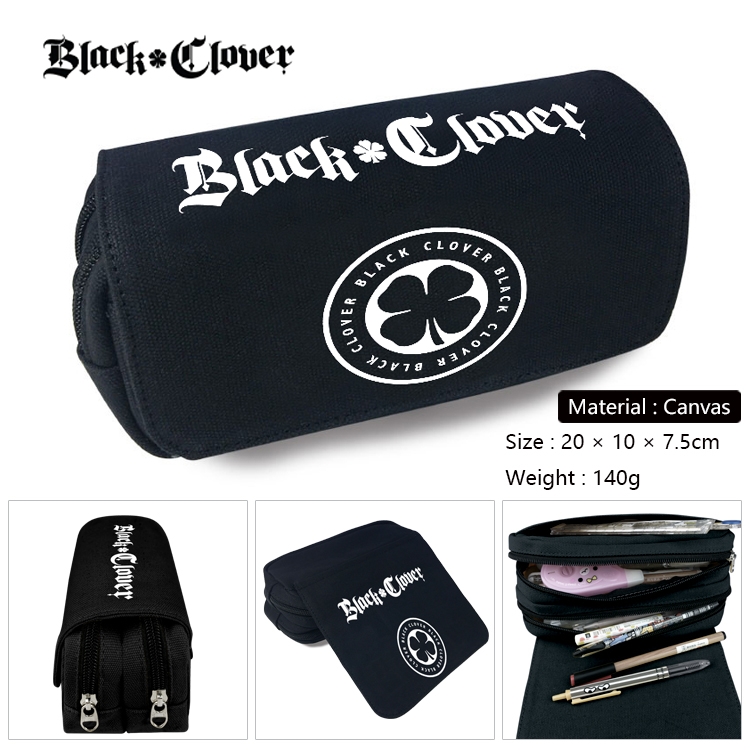 Black Clover Anime Multifunctional Canvas Cosmetic Bag Pen Case Stationery Box 20x10x7.5cm