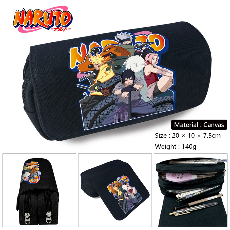 Naruto Anime Multifunctional Canvas Cosmetic Bag Pen Case Stationery Box 20x10x7.5cm