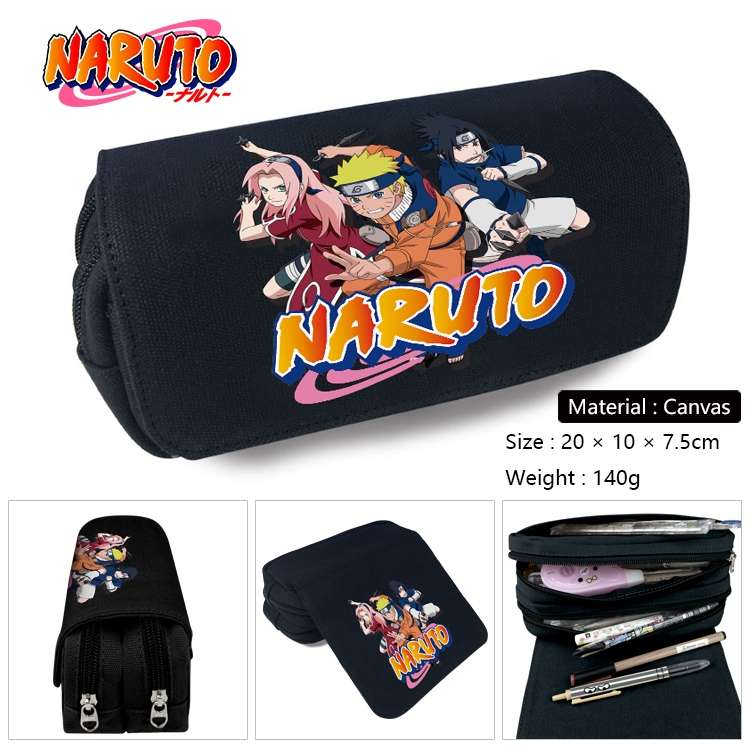 Naruto Anime Multifunctional Canvas Cosmetic Bag Pen Case Stationery Box 20x10x7.5cm