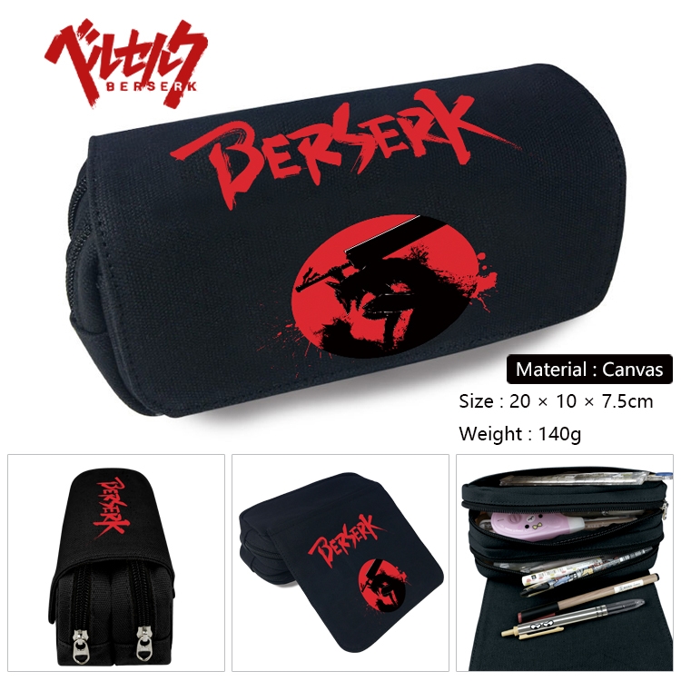 BERSERK and the Band of the Hawk Anime Multifunctional Canvas Cosmetic Bag Pen Case Stationery Box 20x10x7.5cm