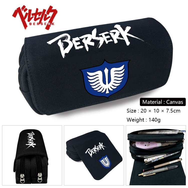 BERSERK and the Band of the Hawk Anime Multifunctional Canvas Cosmetic Bag Pen Case Stationery Box 20x10x7.5cm