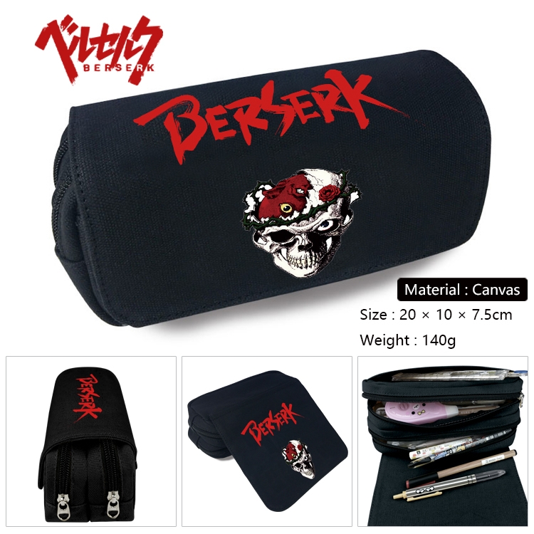 BERSERK and the Band of the Hawk Anime Multifunctional Canvas Cosmetic Bag Pen Case Stationery Box 20x10x7.5cm