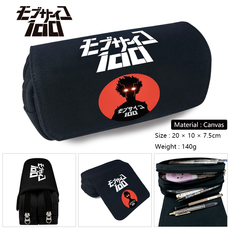 Mob Psycho 100 Anime Multifunctional Canvas Cosmetic Bag Pen Case Stationery Box 20x10x7.5cm