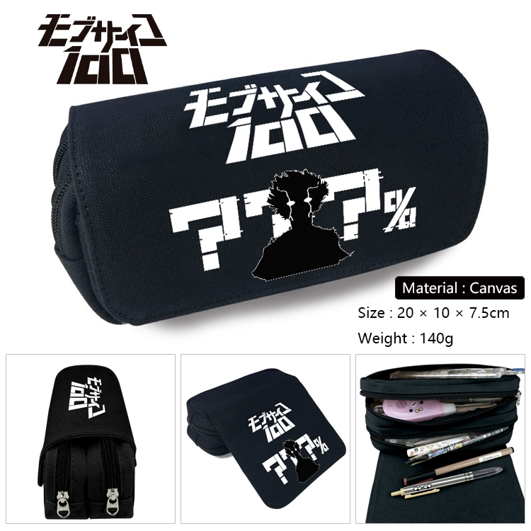 Mob Psycho 100 Anime Multifunctional Canvas Cosmetic Bag Pen Case Stationery Box 20x10x7.5cm