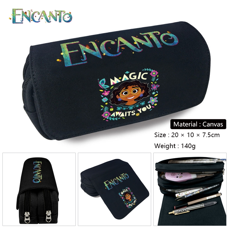 full house of magic Anime Multi-Function Double Zipper Canvas Cosmetic Bag Pen Case 20x10x7.5cm