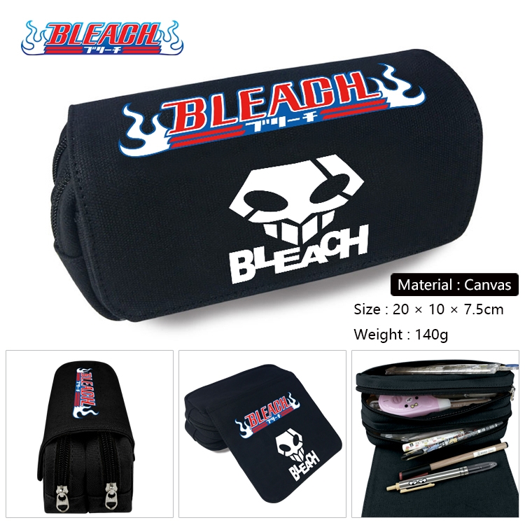 Bleach Anime Multi-Function Double Zipper Canvas Cosmetic Bag Pen Case 20x10x7.5cm