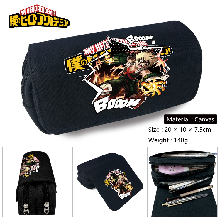 My Hero Academia Anime Multi-Function Double Zipper Canvas Cosmetic Bag Pen Case 20x10x7.5cm