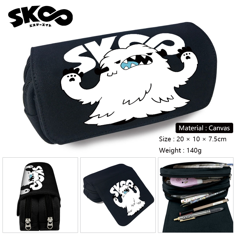 SK∞ Anime Multi-Function Double Zipper Canvas Cosmetic Bag Pen Case 20x10x7.5cm