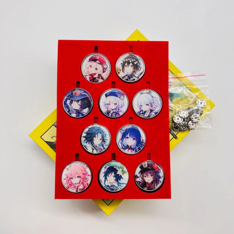 Genshin Impact Anime peripheral box brooch badge a set of 10 style A