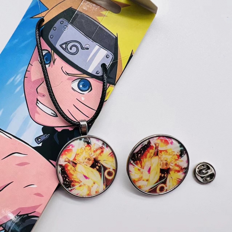 Naruto Anime Cartoon Necklace Brooch Badge 2 Piece Set  250