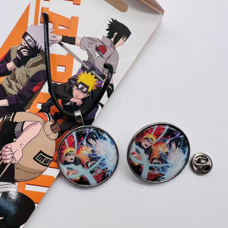 Naruto Anime Cartoon Necklace Brooch Badge 2 Piece Set  254