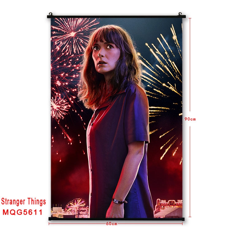 Stranger Things black Plastic rod Cloth painting Wall Scroll 60X90CM MQG-5611