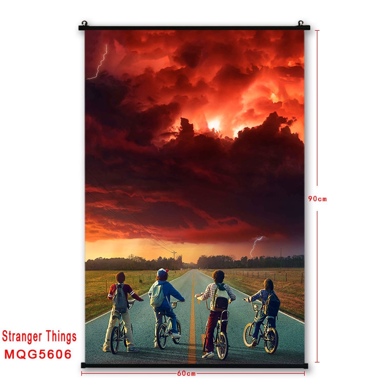 Stranger Things black Plastic rod Cloth painting Wall Scroll 60X90CM  MQG-5606