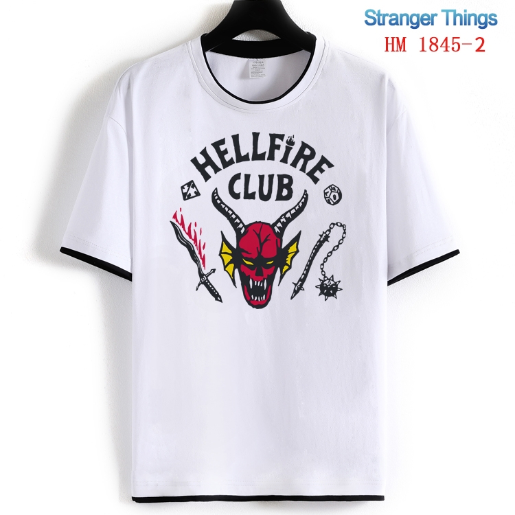 Stranger Things Cotton crew neck black and white trim short-sleeved T-shirt  from S to 4XL