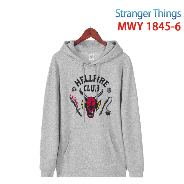 Stranger Things Cartoon Sleeve Hooded Patch Pocket Cotton Sweatshirt from S to 4XL MWY-1845-6