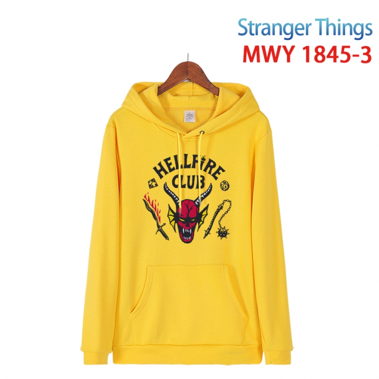 Stranger Things Cartoon Sleeve Hooded Patch Pocket Cotton Sweatshirt from S to 4XL MWY-1845-3
