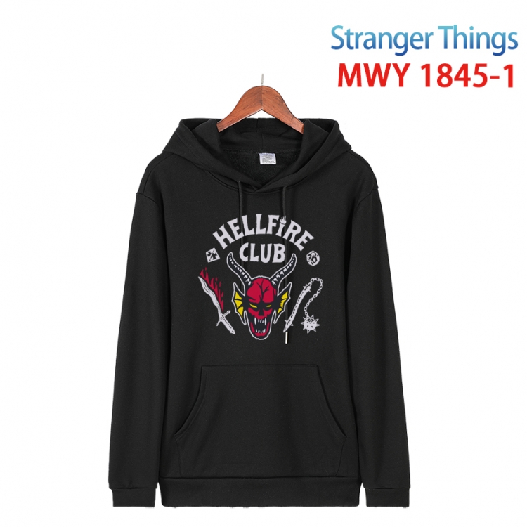 Stranger Things Cartoon Sleeve Hooded Patch Pocket Cotton Sweatshirt from S to 4XL  MWY-1845-1