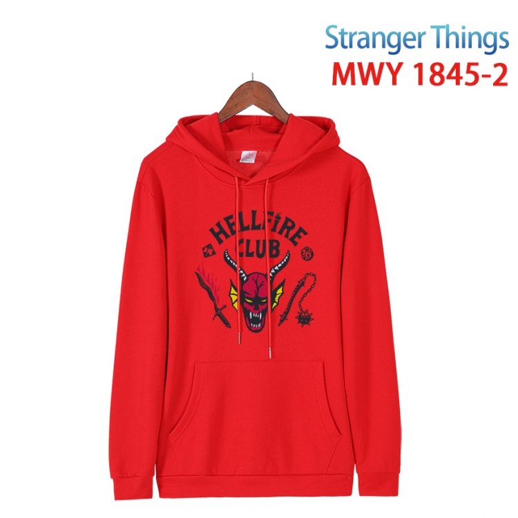 Stranger Things Cartoon Sleeve Hooded Patch Pocket Cotton Sweatshirt from S to 4XL MWY-1845-2